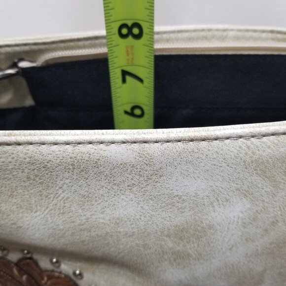 Western Rhinestone Brown Purse Leather Satchel Shoulder Bag Handbag Stud Bottom - Picture 9 of 12